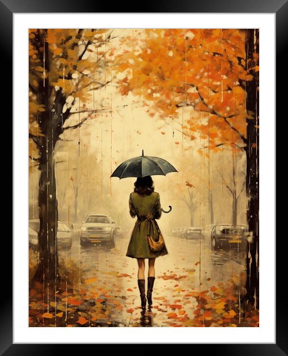 Rainy Autumn Framed Mounted Print by Zahra Majid