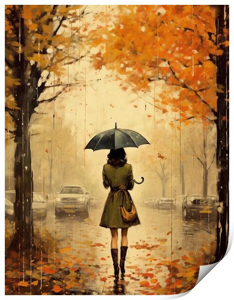 Rainy Autumn Print by Zahra Majid