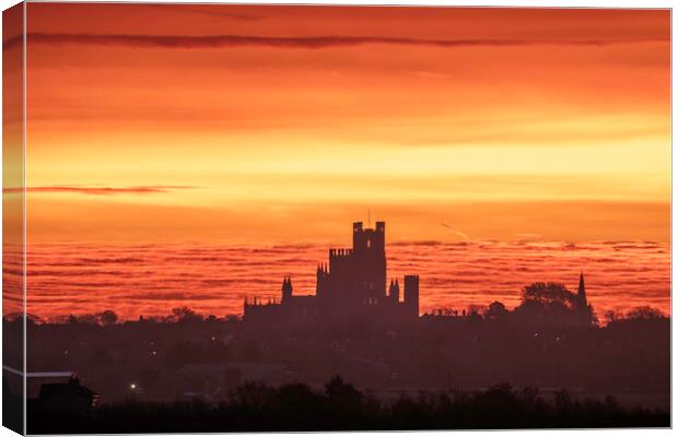 Dawn over Ely Cathedral, 22nd November 2023 Canvas Print by Andrew Sharpe