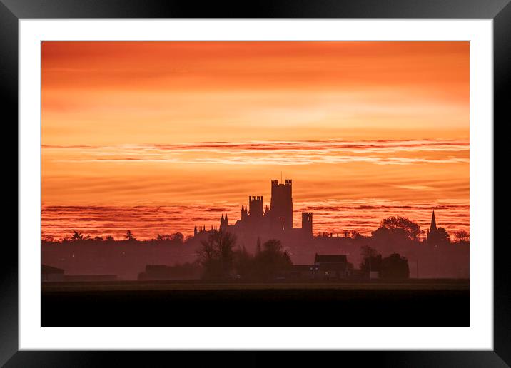 Dawn over Ely Cathedral, 22nd November 2023 Framed Mounted Print by Andrew Sharpe
