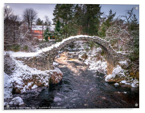 Carrbridge Packhorse Bridge Acrylic by Peter Gaeng