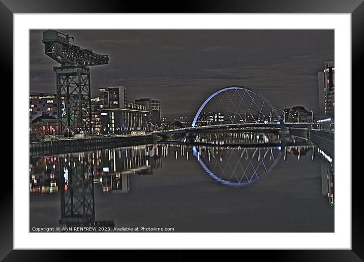 Glasgow Squinty Bridge Framed Mounted Print by ANN RENFREW