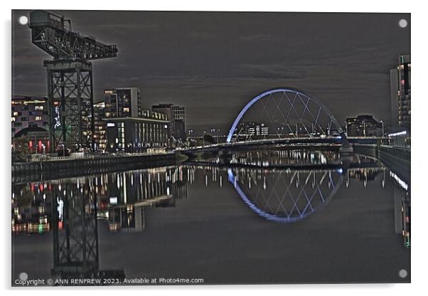 Glasgow Squinty Bridge Acrylic by ANN RENFREW