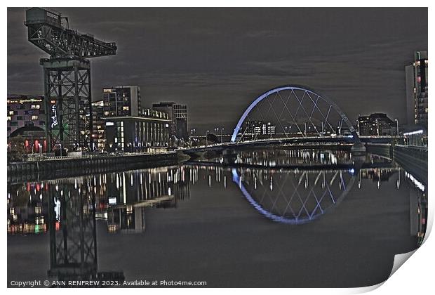 Glasgow Squinty Bridge Print by ANN RENFREW