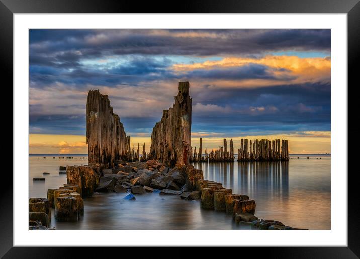 Old Sea Pier Remains From WWII In Poland Framed Mounted Print by Artur Bogacki