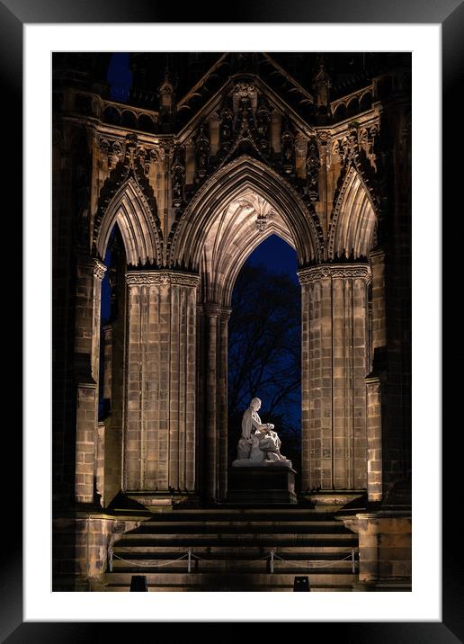 The Scott Monument At Night In Edinburgh Framed Mounted Print by Artur Bogacki