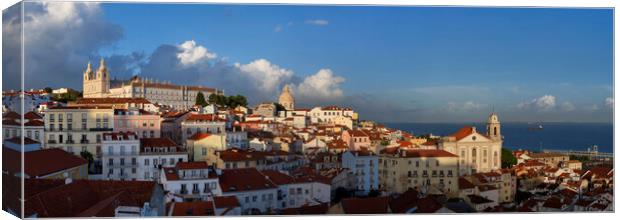 Lisbon City Panorama At Sunset In Portugal Canvas Print by Artur Bogacki