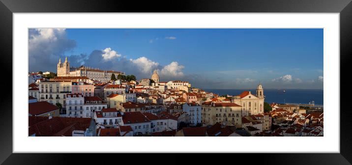 Lisbon City Panorama At Sunset In Portugal Framed Mounted Print by Artur Bogacki