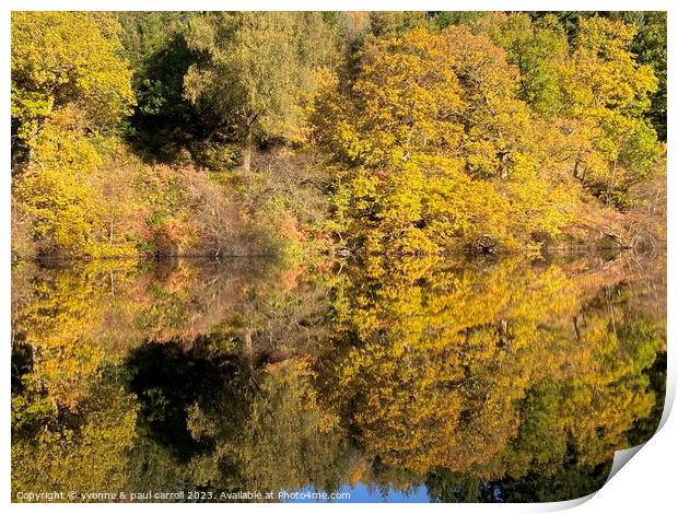 Loch Drunkie Autumn reflections Print by yvonne & paul carroll