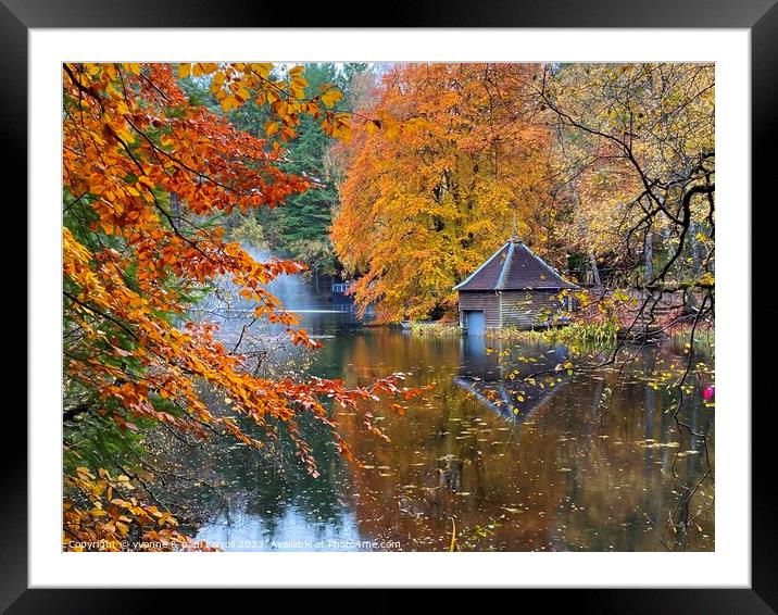 Loch Dunmore boathouse in Autumn Framed Mounted Print by yvonne & paul carroll