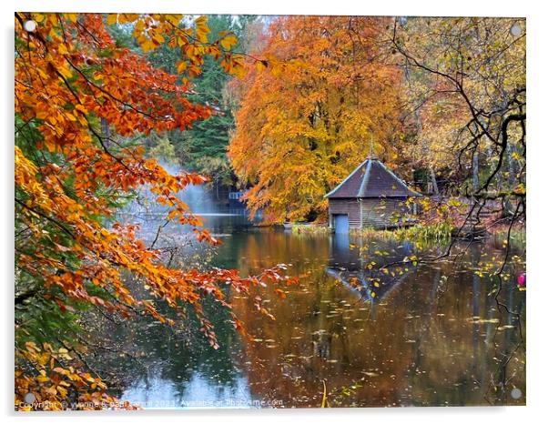 Loch Dunmore boathouse in Autumn Acrylic by yvonne & paul carroll