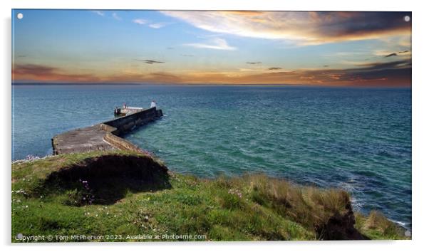 Fiery Sky over Burghead Bay Acrylic by Tom McPherson