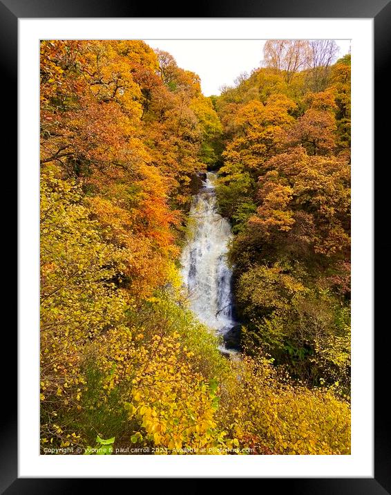 The Black Spout waterfall in Autumn Framed Mounted Print by yvonne & paul carroll