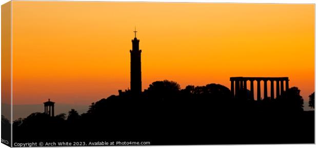 Calton Hill sunset, Edinburgh, Scotland UK Canvas Print by Arch White