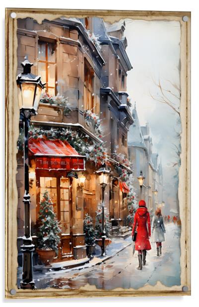 Window shopping in winter holidays Acrylic by Zahra Majid