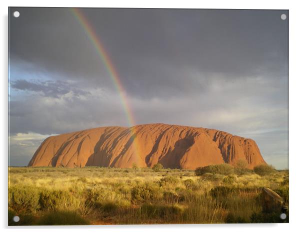 Rainbow over the rock Acrylic by Dean Turner