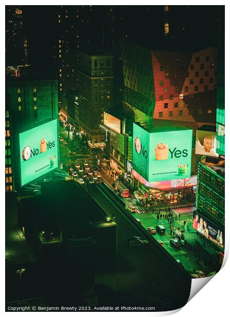 New York Hotel View Print by Benjamin Brewty