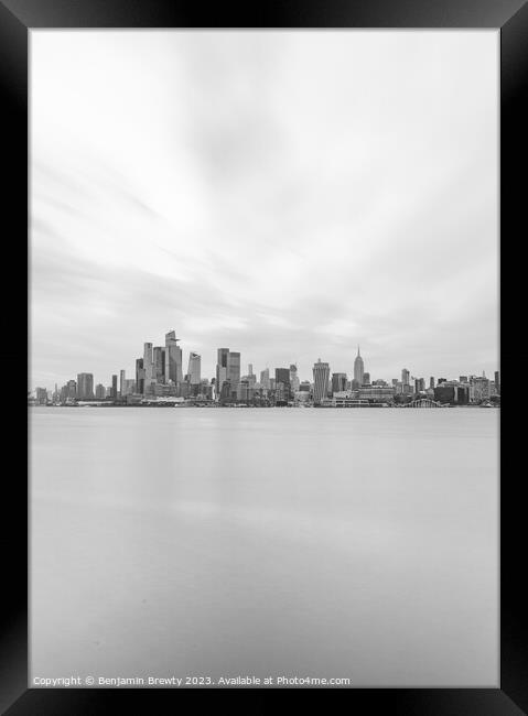 Manhattan Skyline Long Exposure  Framed Print by Benjamin Brewty