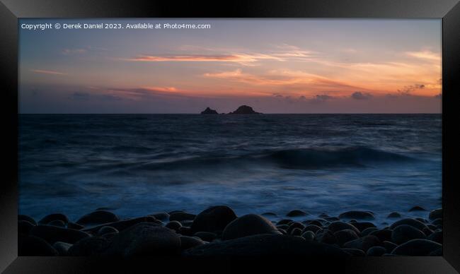 Radiant Sunset at Cot Valley, Cornwall Framed Print by Derek Daniel