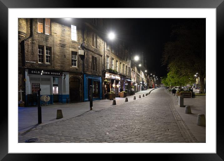 Grassmarket Street At Night In Edinburgh Framed Mounted Print by Artur Bogacki