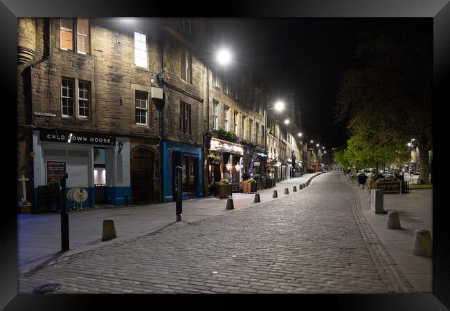 Grassmarket Street At Night In Edinburgh Framed Print by Artur Bogacki