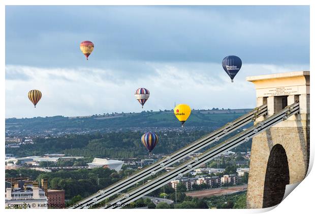 Hot Air Balloons over Bristol Print by Keith Douglas
