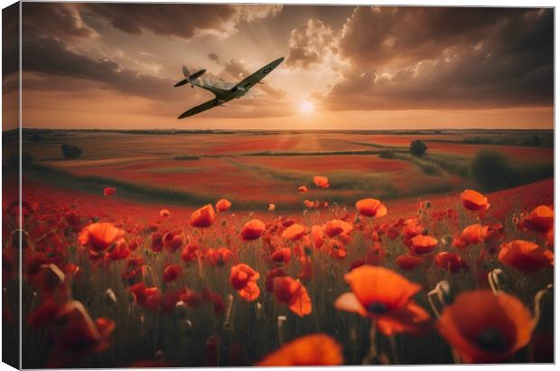 Spitfire Running In Canvas Print by J Biggadike