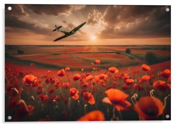 Spitfire Running In Acrylic by J Biggadike