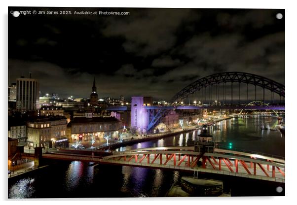 The River Tyne at night (2) Acrylic by Jim Jones