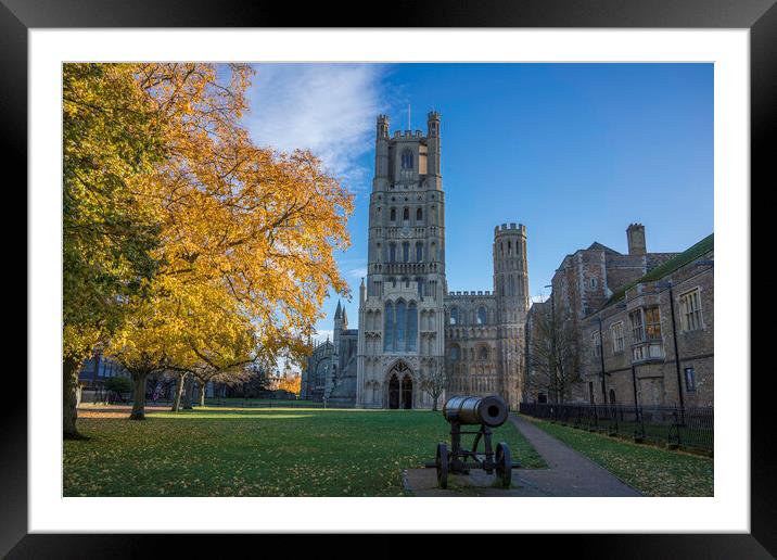 Sunny autumnal day in Ely, Cambridgeshire, 23rd November 2023 Framed Mounted Print by Andrew Sharpe