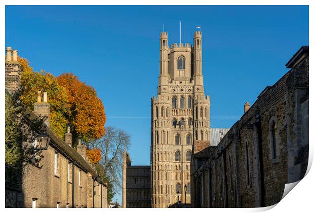 Sunny autumnal day in Ely, Cambridgeshire, 23rd November 2023 Print by Andrew Sharpe