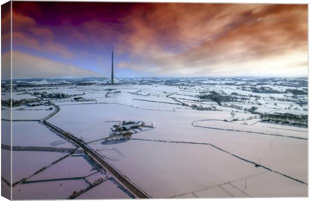 Emley Moor Winters Day Canvas Print by Apollo Aerial Photography
