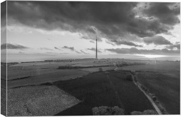 Emley Moor Black and White Canvas Print by Apollo Aerial Photography