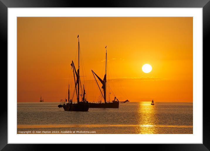 Swale Barges at sunrise Framed Mounted Print by Alan Payton