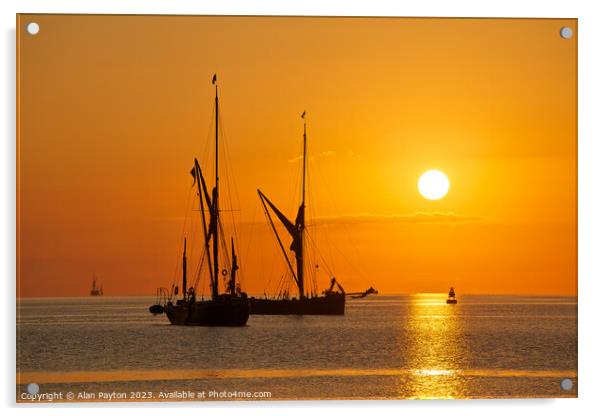 Swale Barges at sunrise Acrylic by Alan Payton