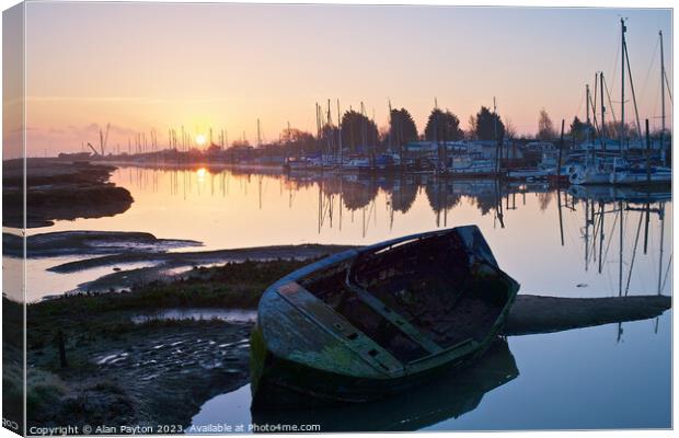 Sunrise at Oare Creek , Kent Canvas Print by Alan Payton