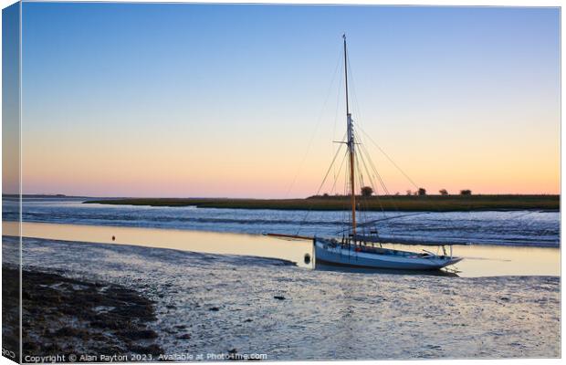 Dawn at low tide with F76 Gamecock Canvas Print by Alan Payton