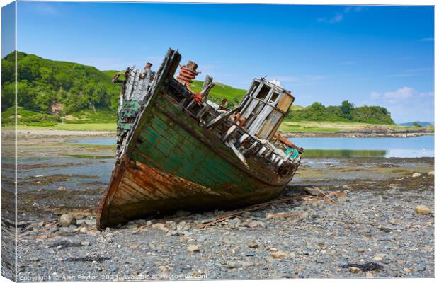 Fishing boat Wreck, Isle of Kerrera 3 Canvas Print by Alan Payton