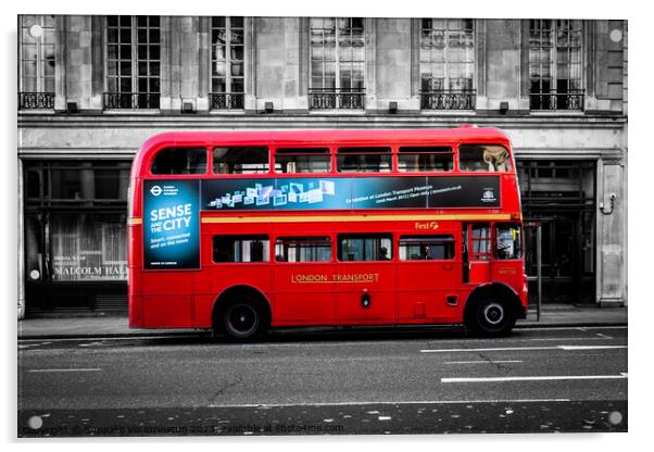 London classic double-decker bus Acrylic by Suppakij Vorasriherun