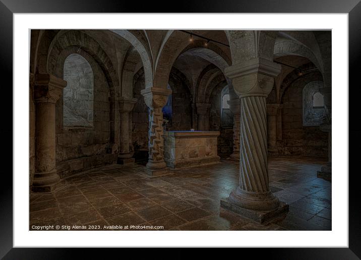 The altar in the crypt of Lund Cathedral  Framed Mounted Print by Stig Alenäs