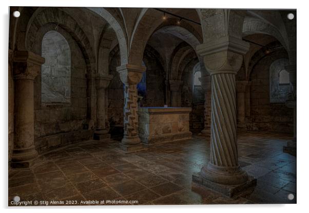The altar in the crypt of Lund Cathedral  Acrylic by Stig Alenäs