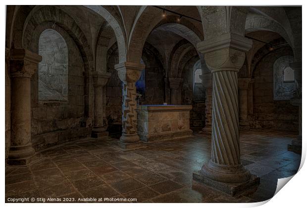 The altar in the crypt of Lund Cathedral  Print by Stig Alenäs