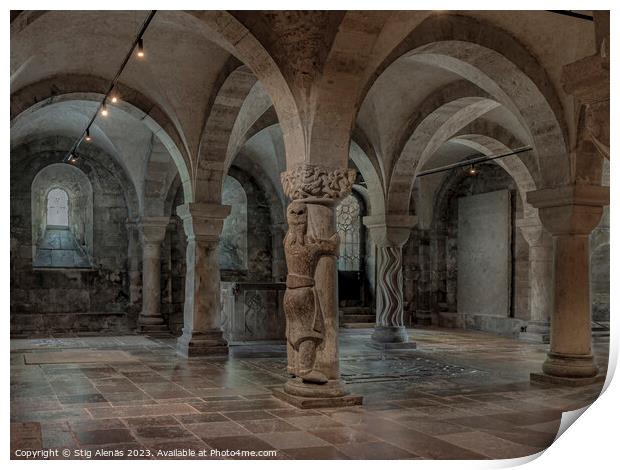 Finn the giant in the crypt of Lund Cathedral Print by Stig Alenäs