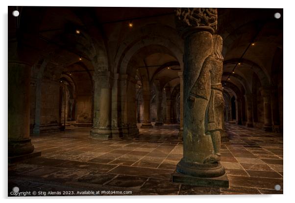 The Giant Finn in the crypt of Lund Cathedral Acrylic by Stig Alenäs