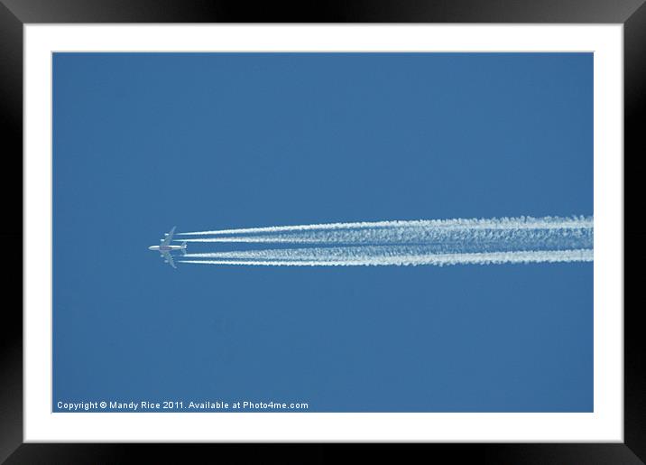 Planes vapour trail Framed Mounted Print by Mandy Rice