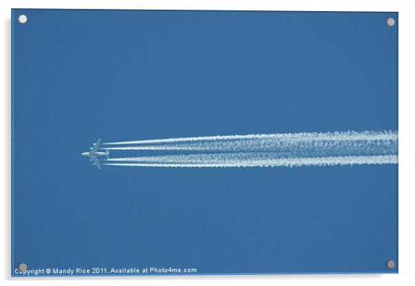 Planes vapour trail Acrylic by Mandy Rice