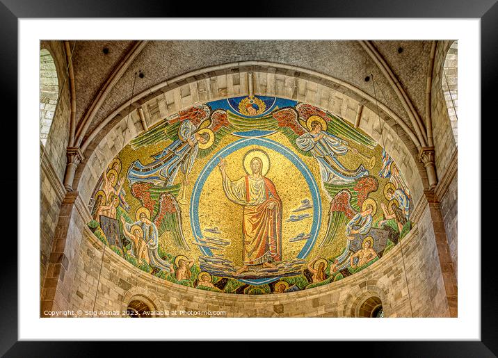 Christ on judgment day a glass mosaic  Framed Mounted Print by Stig Alenäs