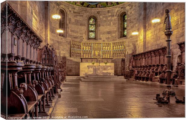 the choir in Lund Cathedral with  altar  Canvas Print by Stig Alenäs