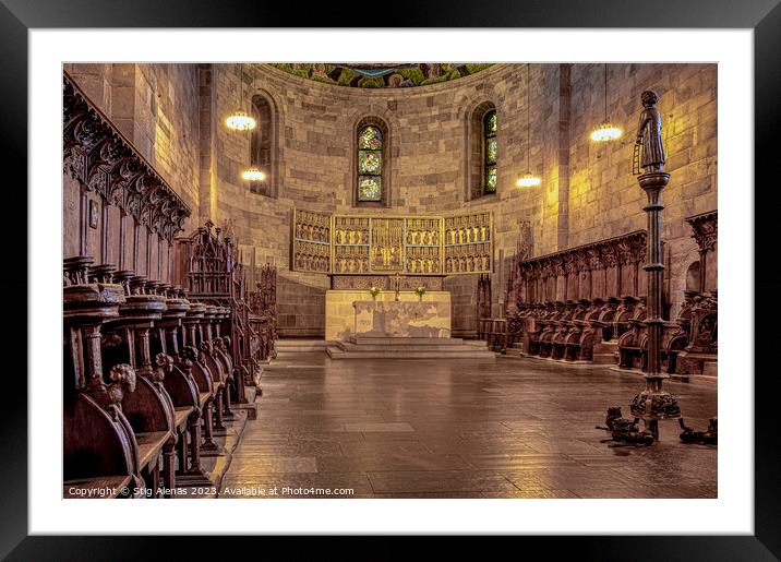 the choir in Lund Cathedral with  altar  Framed Mounted Print by Stig Alenäs