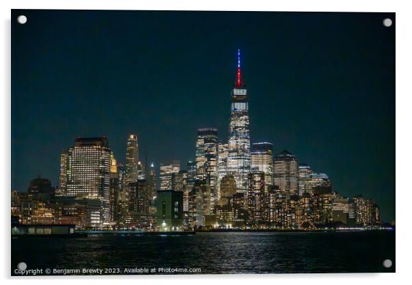 Lower Manhattan Skyline Acrylic by Benjamin Brewty